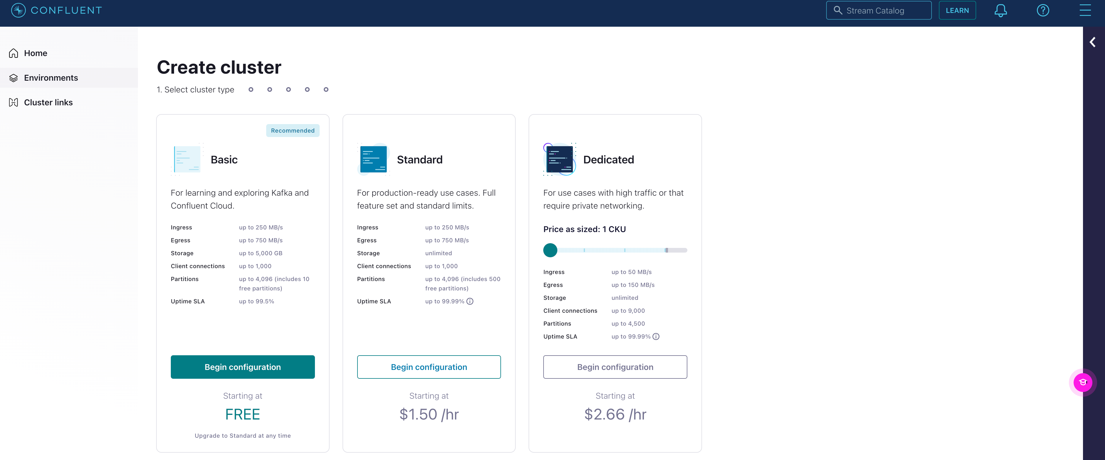 Create Kafka cluster on Confluent