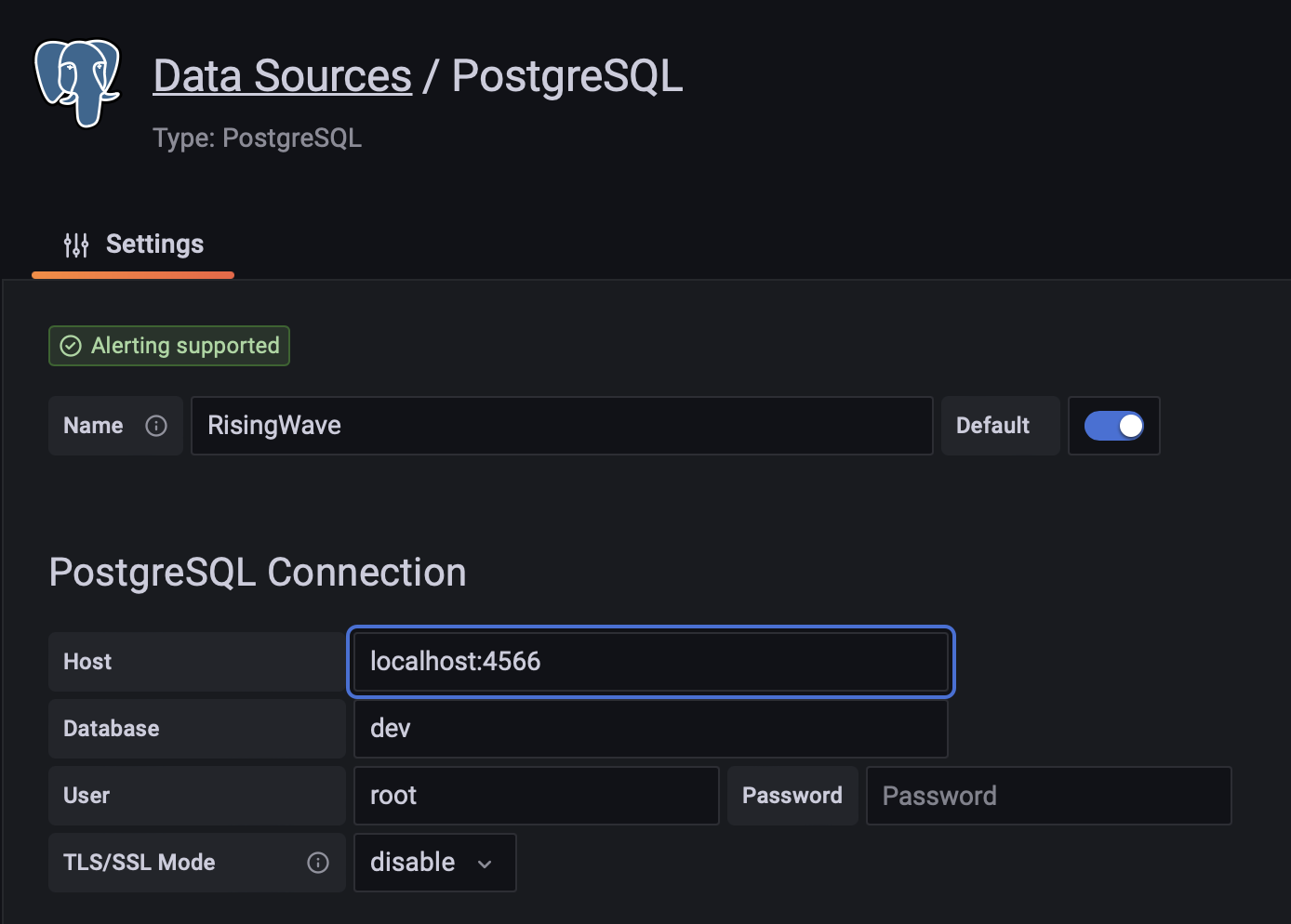 在 Grafana 中连接到 RW 数据库