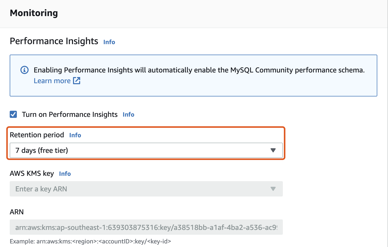 Set retention period to a nonzero value